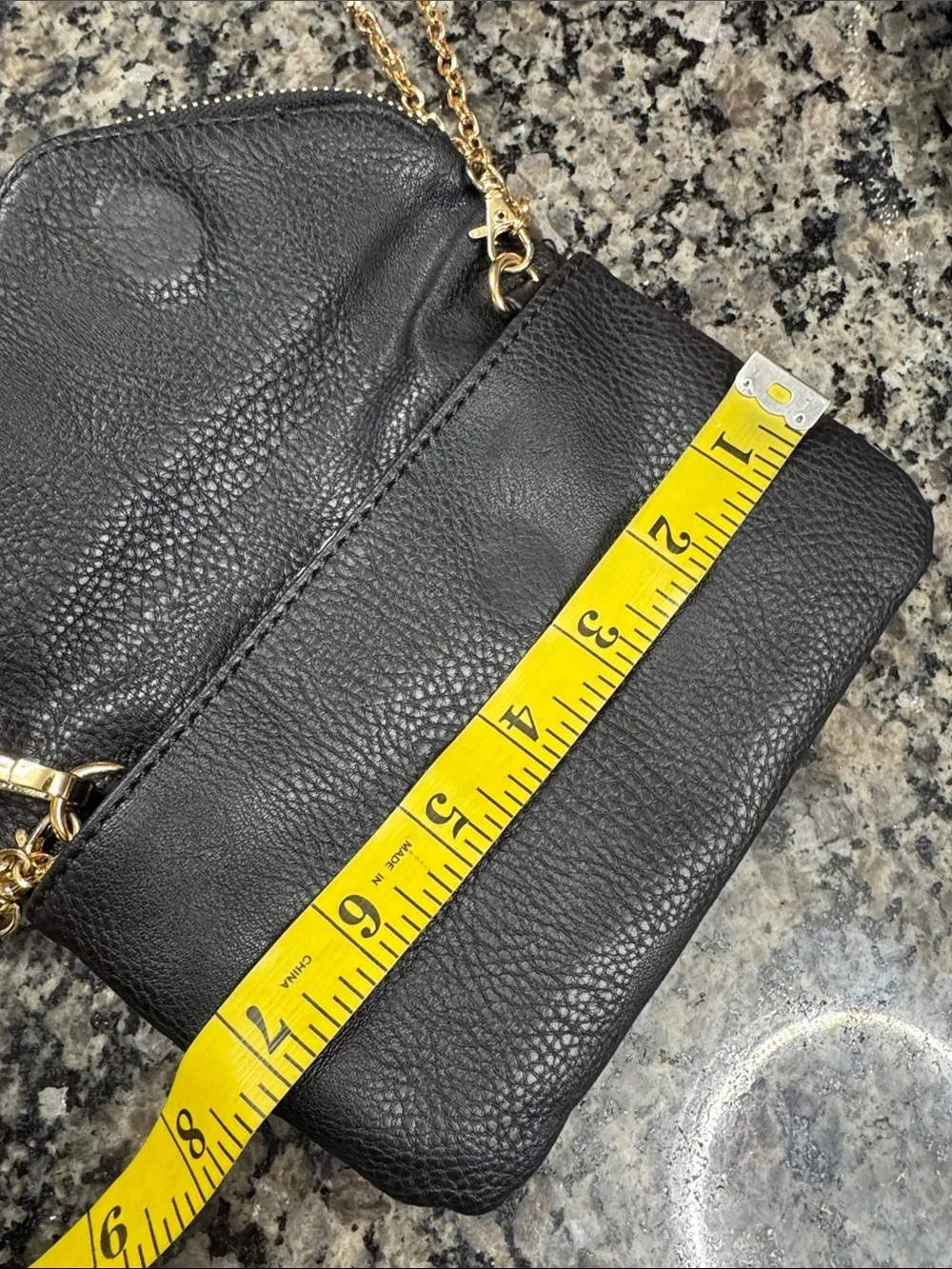 Urban Expressions Black Leather Wristlet Clutch with Gold Hardware EUC